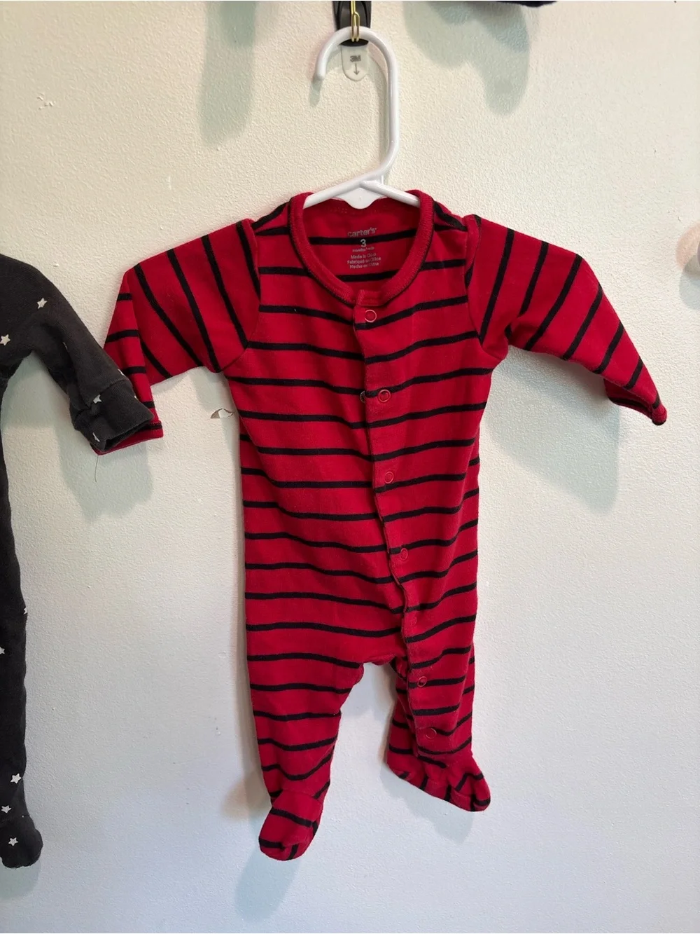 Carter's Navy, Red, Black, Gray Baby One-Piece Footed Sleepers - 3 month